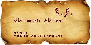 Körmendi János névjegykártya